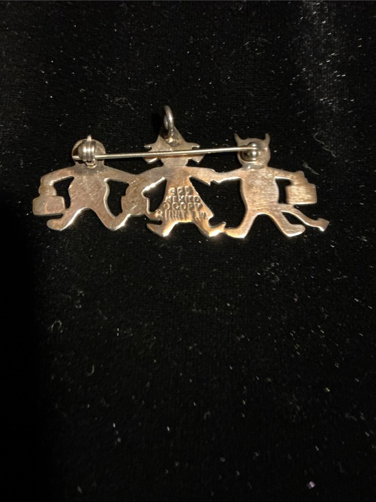 NOS Unused Authentic 1950 Vintage Save the Children Halloween Trick-or-Treat Trio Sterling Silver Pin